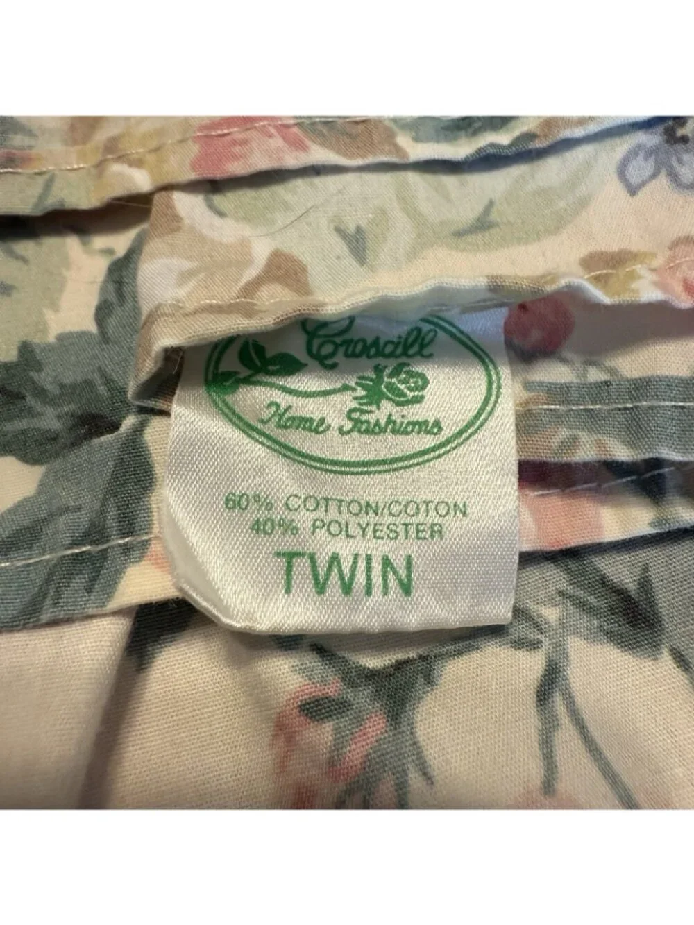 Vtg Floral Croscill 3 Piece Set - Twin Fitted Flat Pillow Sham Cover CottageCore